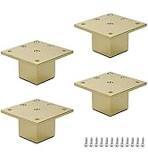 Wealrit 4 Pcs Metal Furniture Legs 2inch Tall Square Tube Cabinet Feet Table Support Legs Sofa Be...