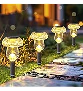 Solar Lights Outdoor, 8 Pack Solar Pathway Lights Outdoor, Solar Powered LED Mushroom Solar Garde...