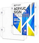 Kingrol 2 Pack 8.5x11 Acrylic Sign Holders with Suction Cups, Window Sign Holder, No-Drill Wall M...