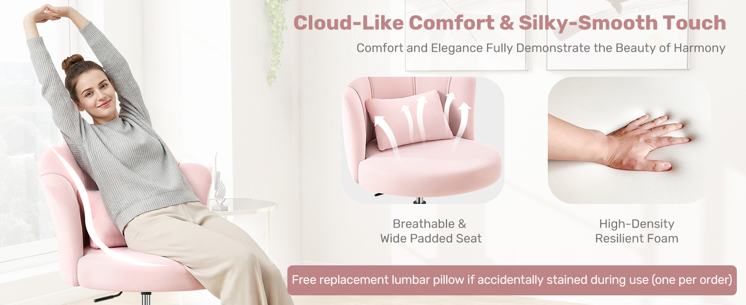 comfy vanity chair for bedroom, rolling vanity chair for makeup room, vanity seat with back