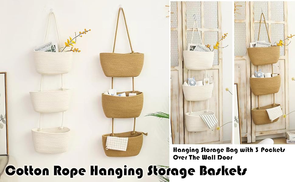 hanging organizer with 3 Pockets Over the Wall Door Organizer for BedRoom Living Room