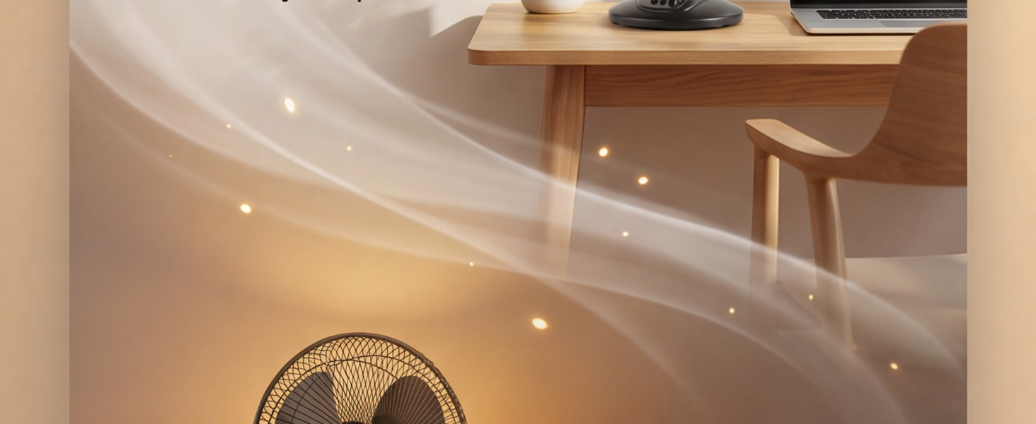 Sturdy weighted base table fan with protective safety grill
