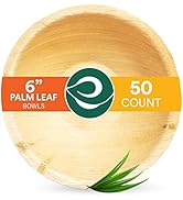 ECO SOUL 100% Compostable, Biodegradable, Disposable Palm Leaf Bowls |6 inch, 16oz, pack of 50 (R...