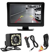 12 LED Backup Camera with Monitor 4.6×3.5 Inch,HD 150° Wide Angle Car Backup Camera Kit with Nigh...