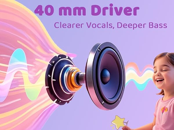 40mm driver delivers clear audio and balanced sound for an engaging learning experience