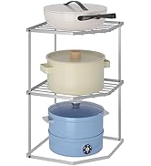 Buzowruil Kitchen Corner Shelf, 3-Tier Pot and Pan Rack, Cookware Pots and Pans Organizer, Kitche...