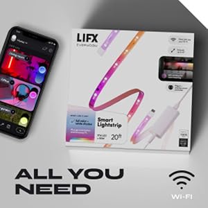 LIFX package and app screen wth wifi logo.