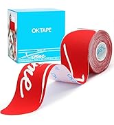 OK TAPE Pearlescent Printed Muscle Tape Pre-Cut Strips,20PCS,Red,Xtreme Synthetic Kinesiology Tap...
