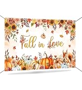 Mocsicka Fall in Love Baby Shower Backdrop Banner Little Pumpkin Sunflower Background Thanksgivin...
