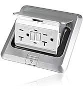 Vagueior Pop Up Floor Electrical Outlet Stainless Steel Box Kit, 20A GFCI Receptacle Outlet,Tampe...