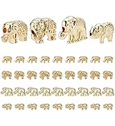 PH PandaHall 4 Styles Elephant Spacer Beads, 40pcs Lucky Animal Beads Metal Carved Loose Beads fo...
