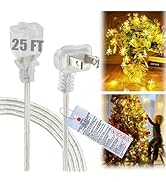 25FT Clear Extension Cord, Indoor Thin and Slim Extension Cord,18AWG lamp Cords, 2 Prong, ETL-Cer...