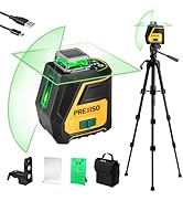 PREXISO 360 Laser Level with Tripod- Rechargeable Wide Angle Vertical Line Laser, 100Ft Green Sel...