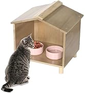 BALAPET Outdoor Cat Feeder Waterproof Cat House for Outdoor Feeding Station Frim Outdoor Cat Shel...