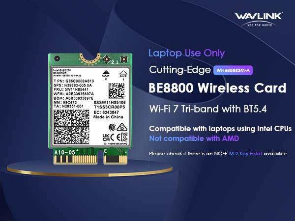 BE8800 Wireless WiFi 7 Network Card for Laptop PC