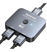 GANA HDMI 2.1 Switch, 8K HDMI Switcher Splitter 2 in 1 Out, Supports 4K@120Hz,8K@60Hz, 48Gbps Alu...