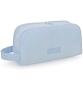 JINSI Large Corduroy Makeup Bag, Portable Travel Toiletry Organizer Case for Women, Dual Zippers ...