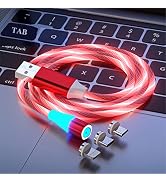 Opligevo 3 in 1 Magnetic Light Up Charging Cable 360 Rotating LED Phone Charger Multi Charging Ca...