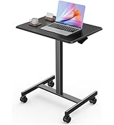 Sweetcrispy Mobile Small Standing Desk - Sit Stand Portable Rolling Laptop Desk with Lockable Whe...
