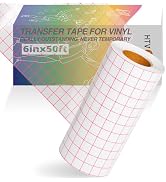 HTVRONT Clear Vinyl Transfer Paper Tape Roll 6" x 50 Feet Clear w/Red Alignment Grid - Applicatio...