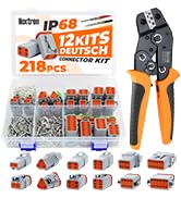 Noxtren 218PCS 12 Kits DT Deutsch Connector Kit with Ratcheting Wire Crimper, 2/3/4/6/8/12 Pin IP...