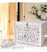 OurWarm White Wedding Card Box with Lock, PVC Gift Card Box for Wedding Decorations for Reception...