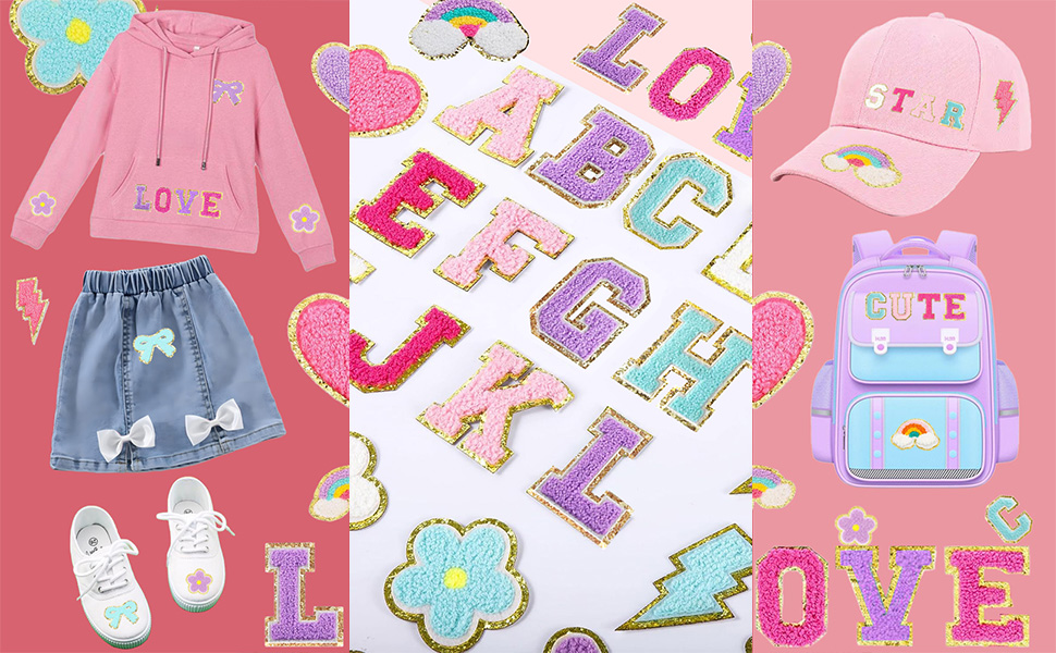 chenille letter patches stick on patches
