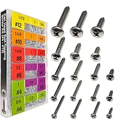EEEEE Self Tapping Screws Assortment Set 552pcs, Assorted Screws SAE #4#6#8#10#12 304 Stainless S...