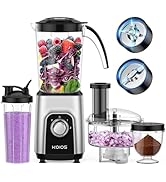 KOIOS Blender/Food Processor Combo Max 1000W, 4 in 1 34oz Pitcher, 22oz Blending Cup, Meat Grinde...