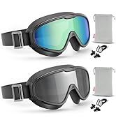 Aegend 2PCS Swim Goggles with Fabric Strap, Kids Swimming Goggles Wide View No Leaking Pool Goggl...