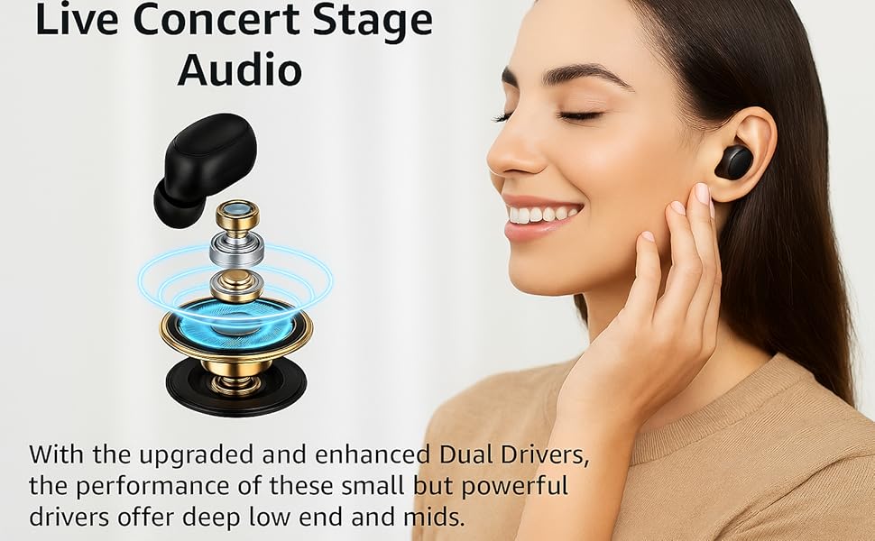 Auriculares inalámbricos con doble controlador para graves potentes y sonido claro