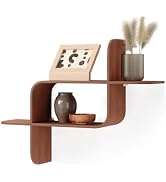 Umbra Montage Floating Wall Shelf, Wood Wall Mount Display Case, Walnut | Rubberwood construction...