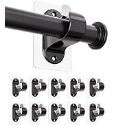 10-Pack No Hole Curtain Rod Brackets Hangers, Self Adhesive Curtain Rod Holders, No Drilling, No ...