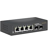 Davuaz 2.5G Unmanaged Ethernet Switch with 4 x 2.5G Base-T Ports and 2 x 10G SFP Uplink Port, Com...