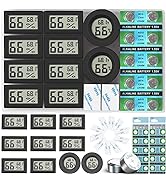 10-Pack Mini Digital Thermometer Hygrometer, Indoor Room Round Temperature Humidity Meter Gauge m...