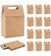 PH PandaHall 24 Pack Goodies Boxes Party Treat Boxes Brown Gift Boxes with Handles Goodies Favor ...