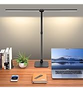 Kaulsoue Desk Lamp Architect Task Dual Head Modern Flexible Gooseneck Tall Dimmable Light for Hom...