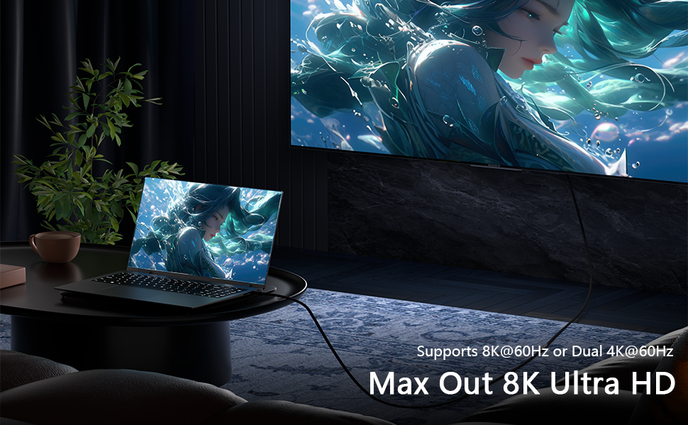 Supports 8K@60Hz or Dual 4K@60Hz