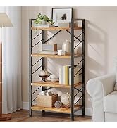 DurayLoly 4 Tier Bookshelf, Industrial Bookcase with Metal Frame and Sidebars, Small Bookshelf fo...