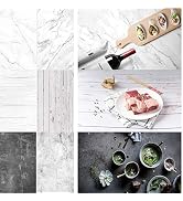 Meking 3pcs 34inx22in Photo Backdrops, Double Sided Marble Wood Cement Texture 2 in 1 Background ...
