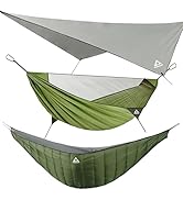 Crosship Camping Hammock with Mosquito Net, Underquilt &amp; Rain Fly Tarp – 2 Person Portable Backpa...