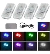 LivTee 4PCS Wireless Small Car LED Lights Interior, USB Rechargeable Car Interior Led Night Light...