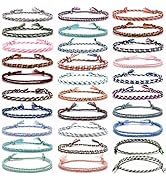 JEWPARK 30 PCS Handmade Friendship Braided Bracelet for Women Woven Wrap Friendship Bracelets Col...