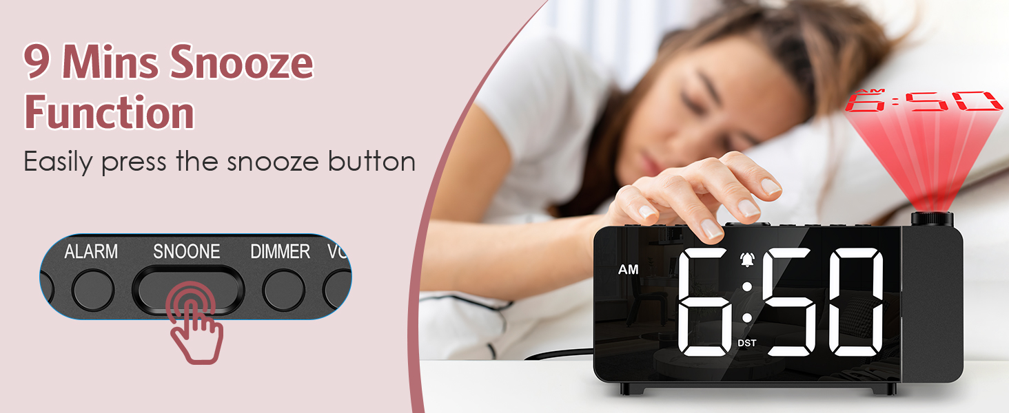 Projection Alarm Clock for Bedroom, Digital Alarm Clock