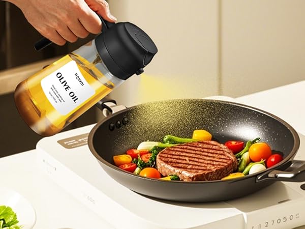 2 in 1 Olive Oil Dispenser Bottle for Kitchen,Food-grade Oil Mister for Air Fryer, Salad, Frying