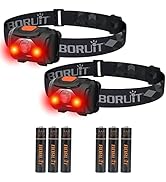 BORUIT LED Headlamp Red White Light Head Lamp [2-Pack] AAA Battery Super Bright Headlight 4 Mode ...