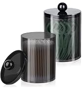XIPENGKEJI 2 Pack Qtip Holder,Canister Apothecary Jar Set, Bathroom Jars with Lids Set for Cotton...