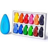 Four Candies Crayons 12 Count, Non Toxic Washable Toddler Crayons, Water-Drop Shape Jumbo Crayons...