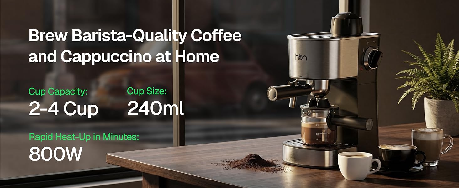 HBN Espresso Machine, 3.5Bar Espresso and Cappuccino Maker