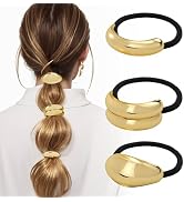 JIRIS 3PCS Metal Hair Tie For Women,Gold Cuffs,Metal Geometric Gold Hair Ties, Hair Accessories S...